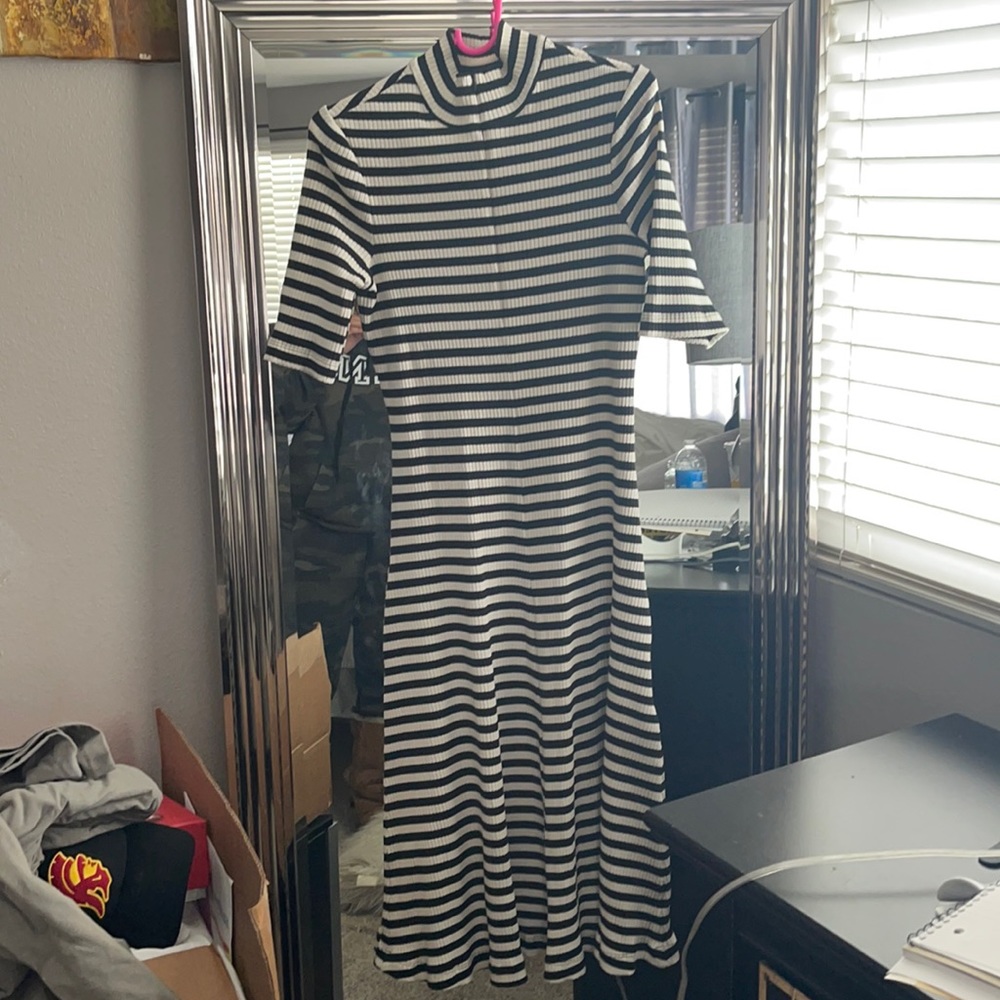 Rosetta Getty ribbed black and white dress